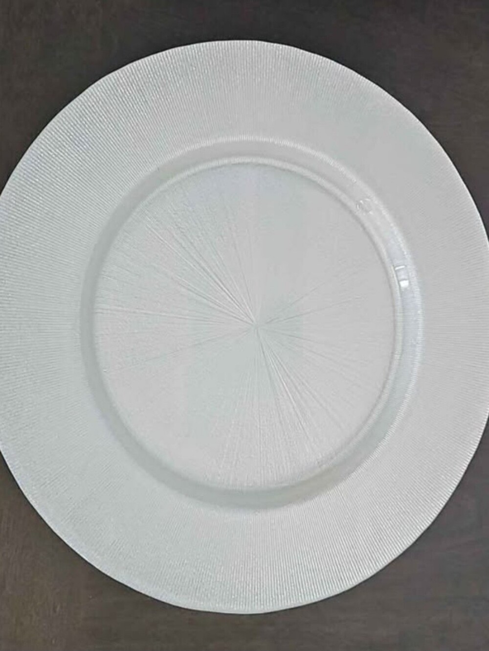 ZGallerie White W/ Silver Flexs 13" Glass Charger Plate